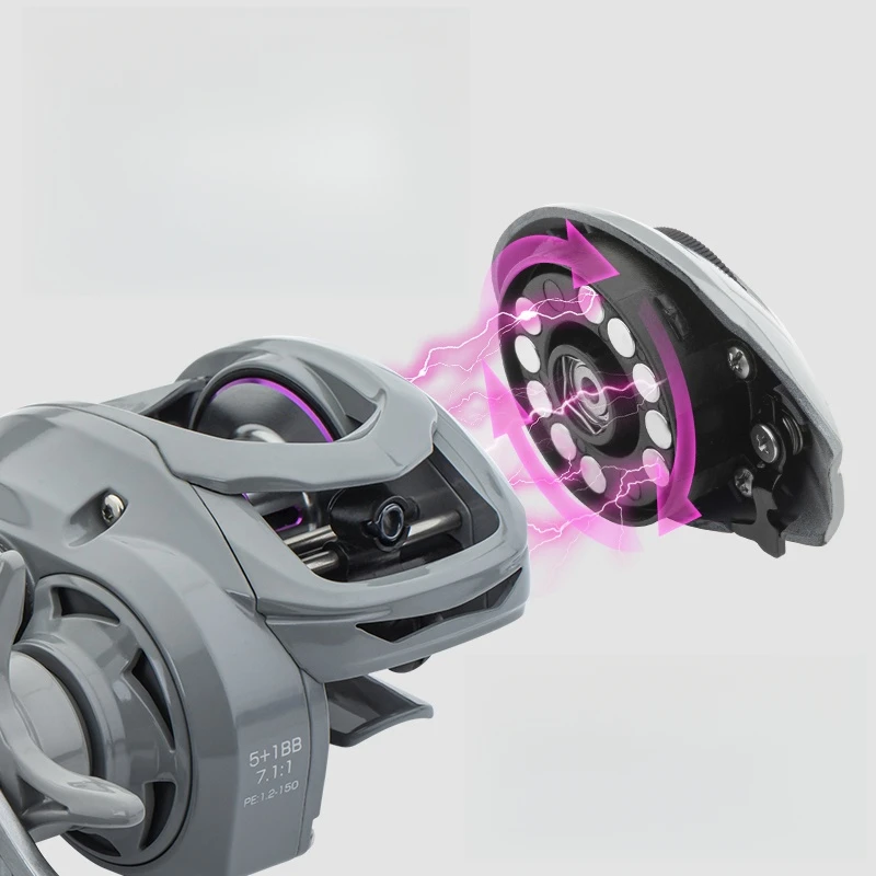 ECOODA 160G carrete de Baitcasting de aluminio y Metal 7,1: 1 carretes giratorios para Jigging Surf para pesca con curricán en arroyo de lago y río - imagen 3