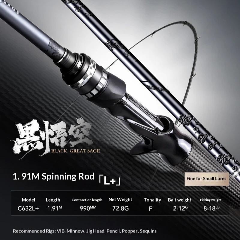 Caña ultraligera HASIDA Black Wukong spinning – acción rápida - imagen 4