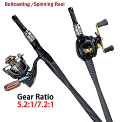Juego de cañas de pescar con señuelo de 1,8/2,1 m, Mini caña de carbono portátil 5,2: 1/7,2: 1, carrete de pesca completo para Baitcasting/Spinning de alta velocidad