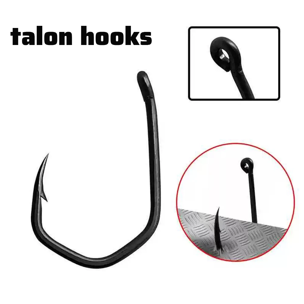 50 Uds. Anzuelo de pesca de carpa europeo Triangular rombo de alta resistencia ángulo de PTFE engranaje de púas afilado señuelo suave aparejos de pesca anzuelo - imagen 5