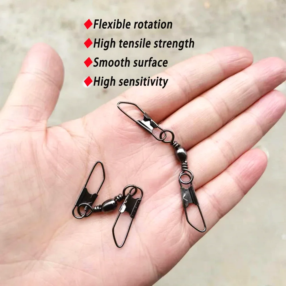 LIONRIVER-anillos sólidos giratorios de barril de cobre, conector de pesca con doble presión de seguridad para aparejos Sabiki, anzuelo de pesca en agua salada - imagen 5