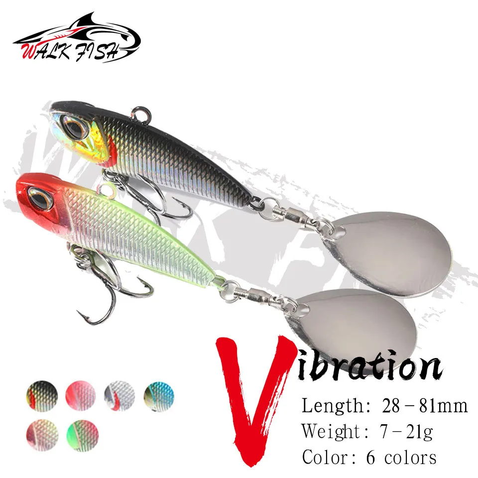 WALK FISH 7g 11g 15g 21g cebo giratorio Metal VIB señuelo de Pesca cola giratoria vibración lentejuelas Japón Wobbler Trolling cebo Pesca