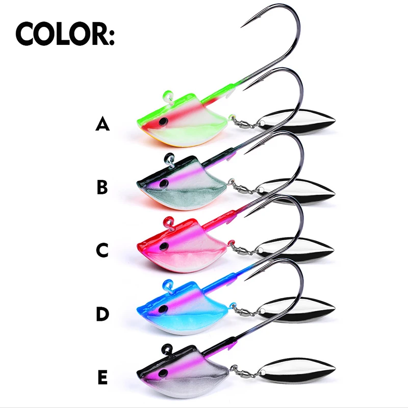 Anzuelo de gusano JIG 7G con lentejuelas giratorias, anzuelos de pesca con punta de plomo para aparejos de pesca de gusanos blandos, cebos duros - imagen 4