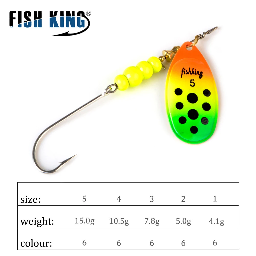 FTK-señuelo de pesca duro, cucharas, señuelos de trucha de Metal, 4g, 5g, 7,8g, 10,5g, 15g, cuchara de pesca giratoria de lentejuelas con un solo gancho - imagen 3