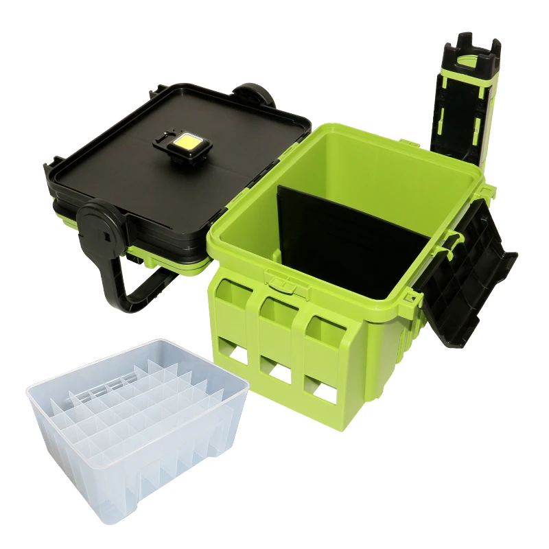 Nueva caja de pesca con luz LED, caja de herramientas de plástico, cebo duro, plantilla de calamar, cajas organizadoras, accesorios, caja de almacenamiento para aparejos, pesca en mar - imagen 4