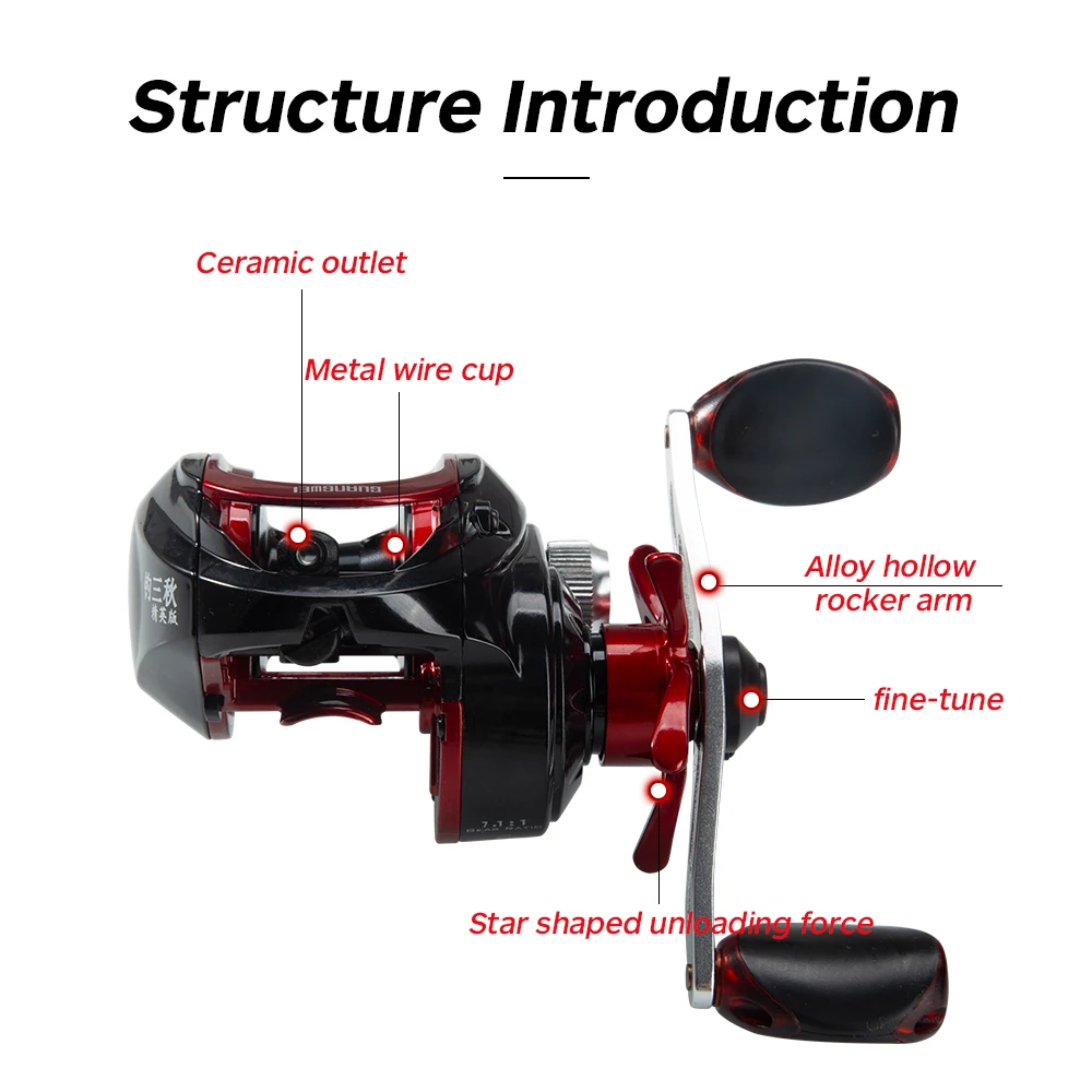 Carrete de pesca Hunthouse Casting Baitcast 10 + 1 7,1: 1 arrastre máximo 7kg agua salada 219g relación de engranaje de alta velocidad aparejos de pesca de agua dulce - imagen 3