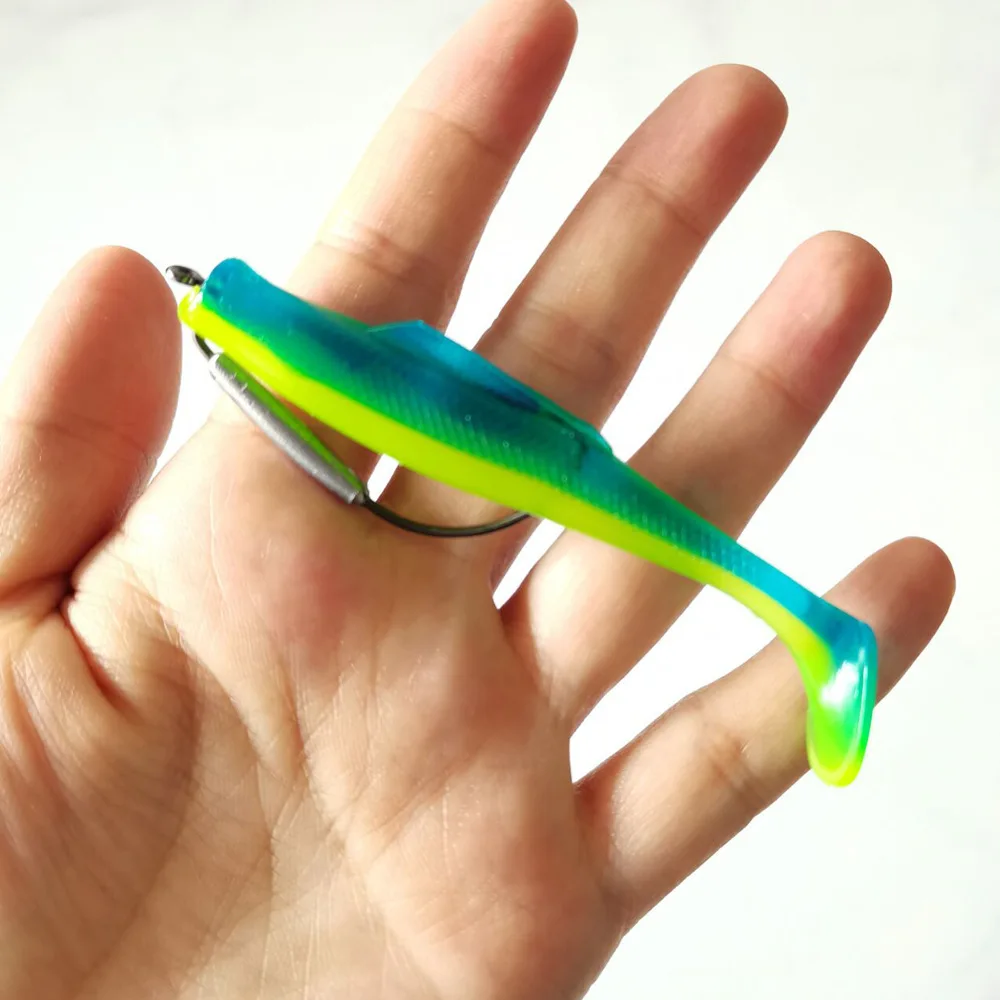 Señuelo de Pesca Testar, cebo suave de 85mm, 4,8g, paleta de silicona, cola en T, Wobblers artificiales, sábalo, anzuelo con cabeza para lubina, trucha, Pesca, 6 uds. - imagen 4