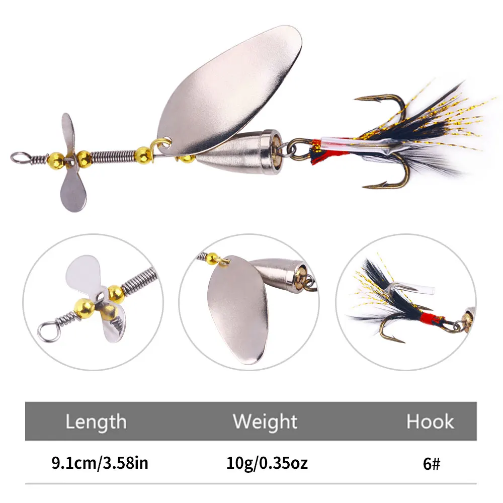 1 unidad/5 uds 9cm 10g cebos giratorios de pesca de lubina plantilla de metal señuelo cebo de pesca Spinner cuchara señuelos aparejos de pesca Zander Walleye pesca