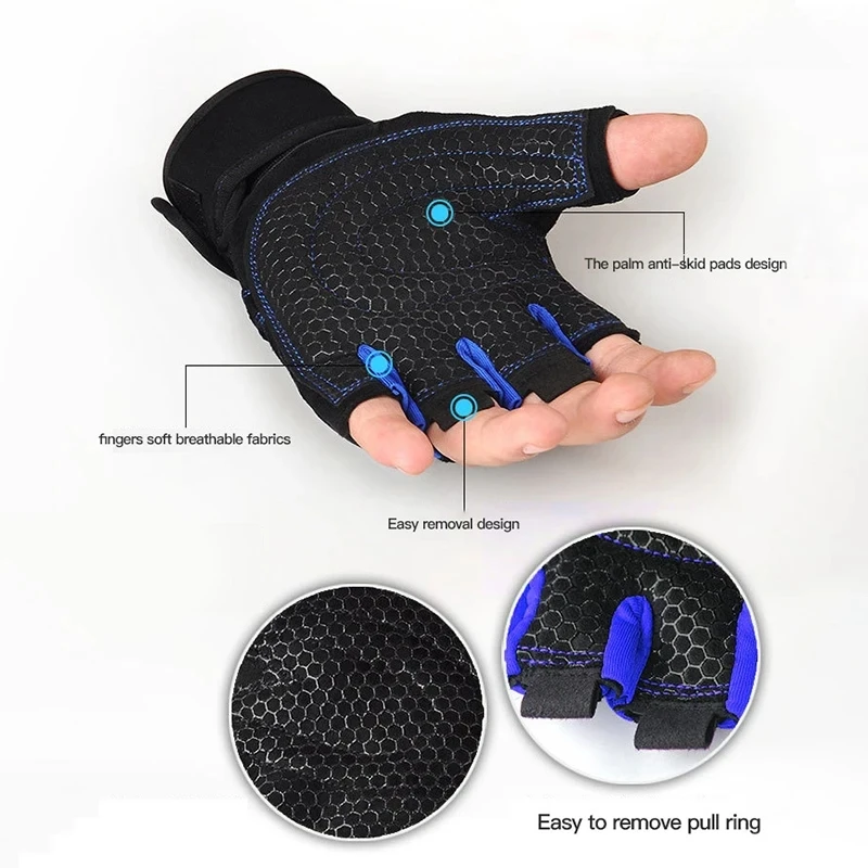 Guantes de gimnasio para hombres y mujeres, guantes de pulsera para levantamiento de pesas, entrenamiento de culturismo, ejercicio deportivo, guantes de ciclismo a prueba de golpes - imagen 4