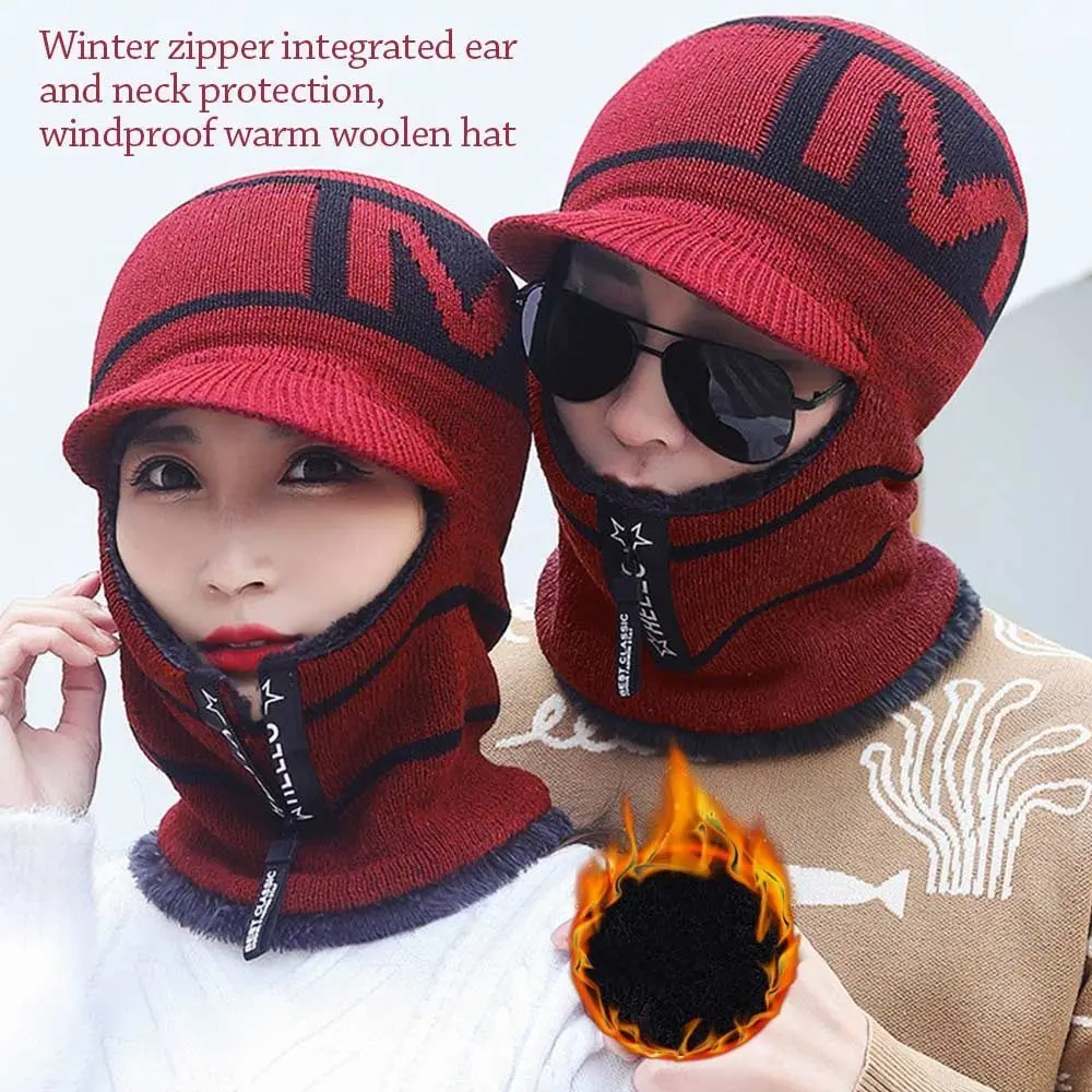Gorro térmico de invierno, bufanda de lana, bufanda suave para el cuello, gorro cálido a prueba de viento, pasamontañas para exteriores