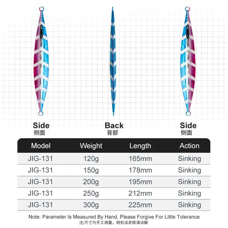 Plantilla de paso lento, 120g150g200g250g300g, caída lenta, hundimiento, señuelo de Jigging de Metal, plantillas brillantes, señuelo luminoso, pescador de Pesca, 1 ud. - imagen 3