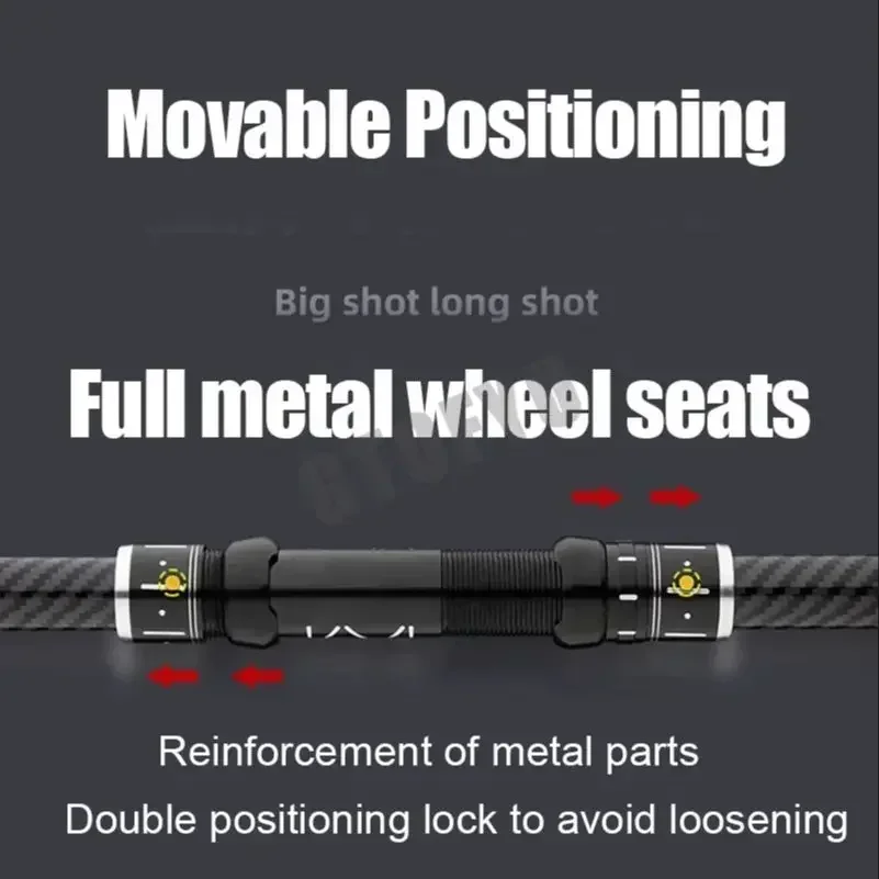 Caña de pescar portátil, asiento de rueda móvil de 2,1-4,5 M, caña de pescar telescópica de fibra de carbono resistente para viaje, barco de mar, caña de pescar en roca - imagen 4