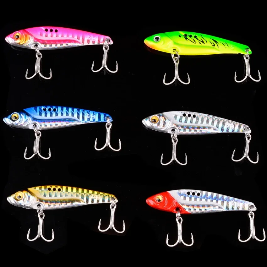 16 Uds Metal VIB 7g-10g-15g juego de Señuelos de Pesca cuchara vibratoria Spinner señuelos Crankbait Bass cebo duro Artificial hoja VIB aparejos - imagen 4