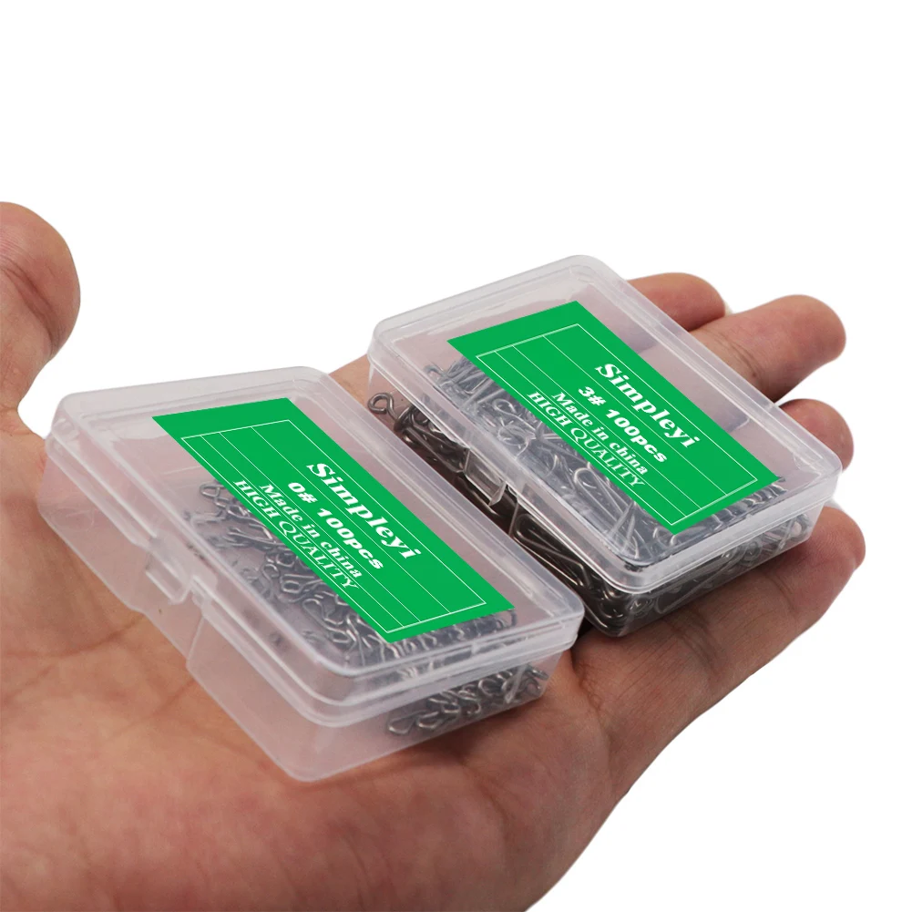 50-100 unids/caja de acero inoxidable gancho rápido Clip bloqueo Snap giratorio anillos sólidos 0 #-4 # seguridad Snaps conector de gancho pesca gancho herramienta - imagen 5