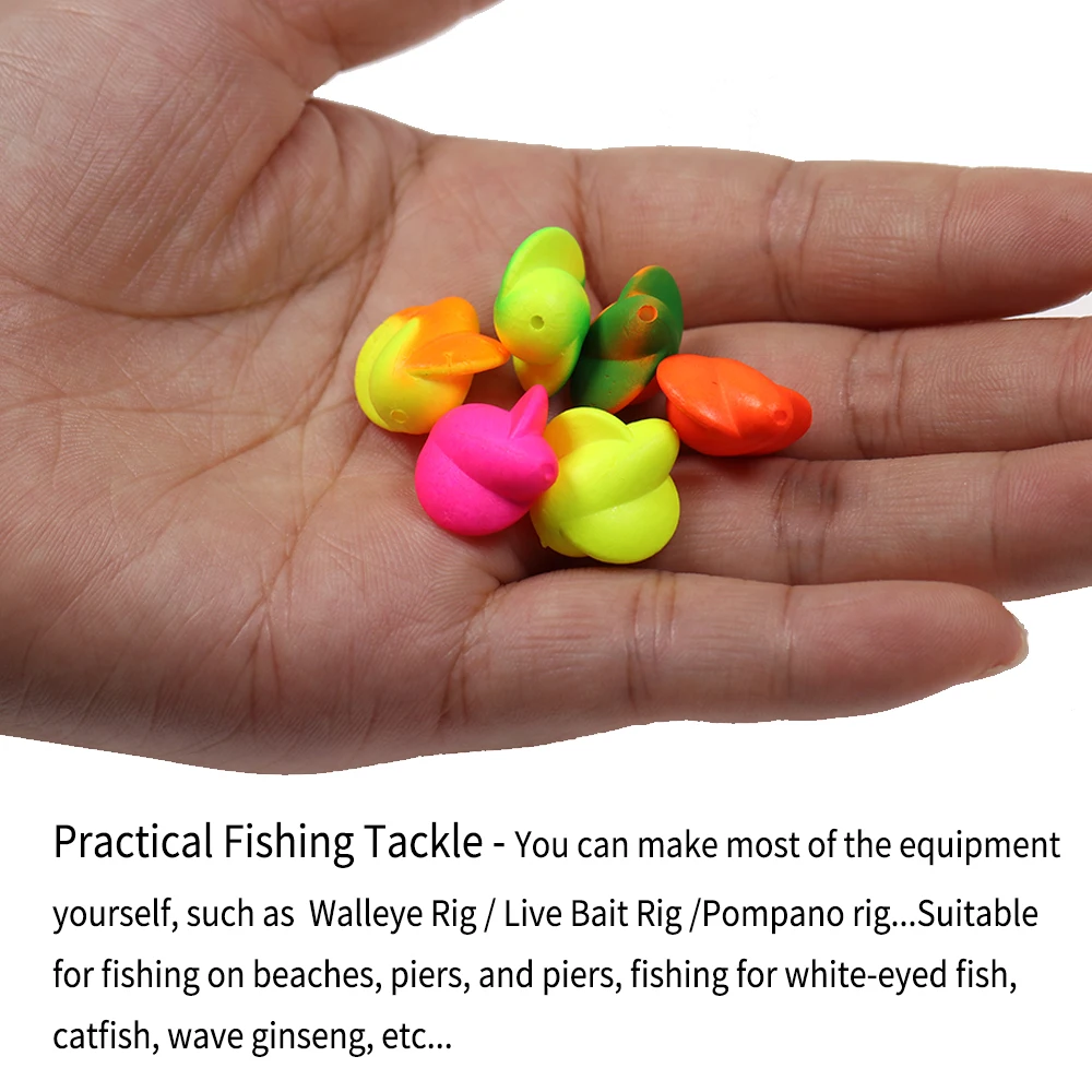 Elllv 100 Uds flotadores giratorios de espuma EVA boyas de pesca Bobber para Walleye/Pompano/plataforma de cebo vivo pesca de Surf flotador fluorescente de Snell - imagen 5