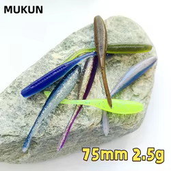 MUKUN 10 Uds señuelo de pesca cola oscilante pez cebo suave 7,5 cm 2,5g agregar sal gusano señuelos artificiales