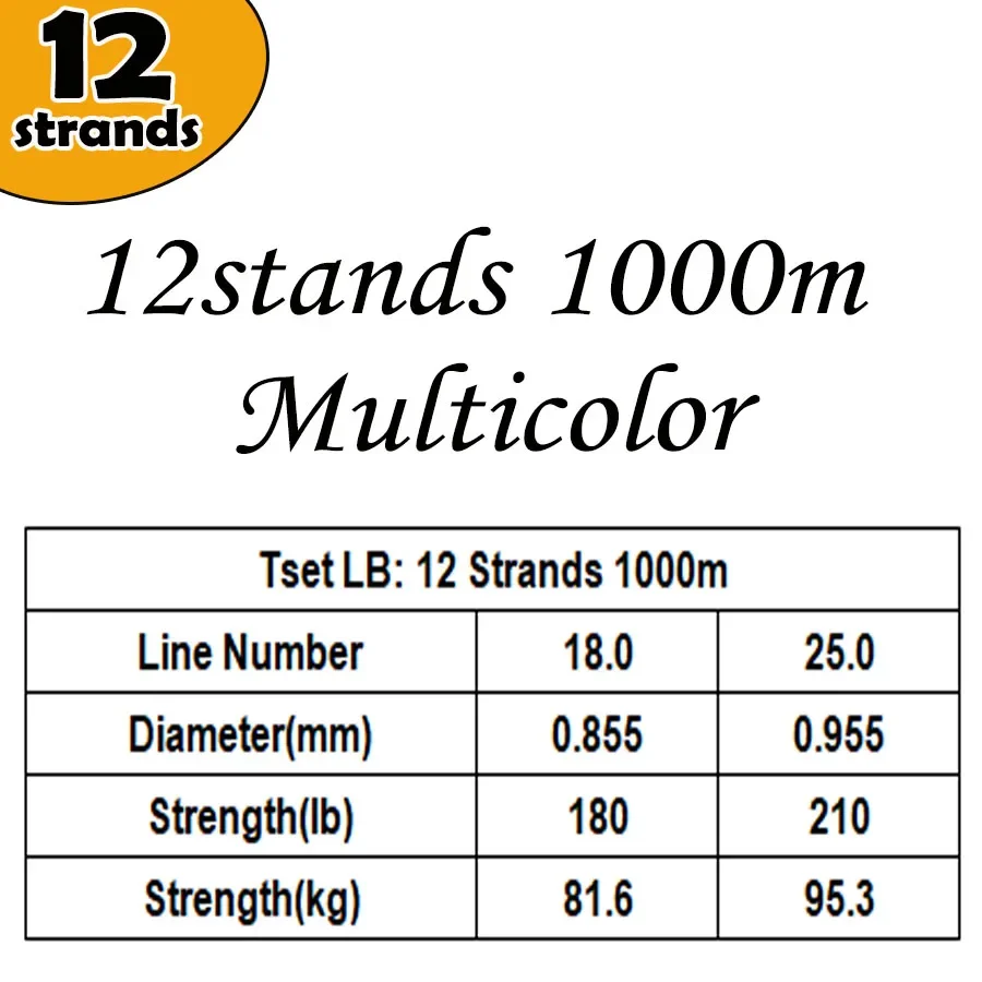 Sedal trenzado de 12 hebras para Pesca de carpa, multifilamento de 1000M, para agua salada, 180-210LB - imagen 3