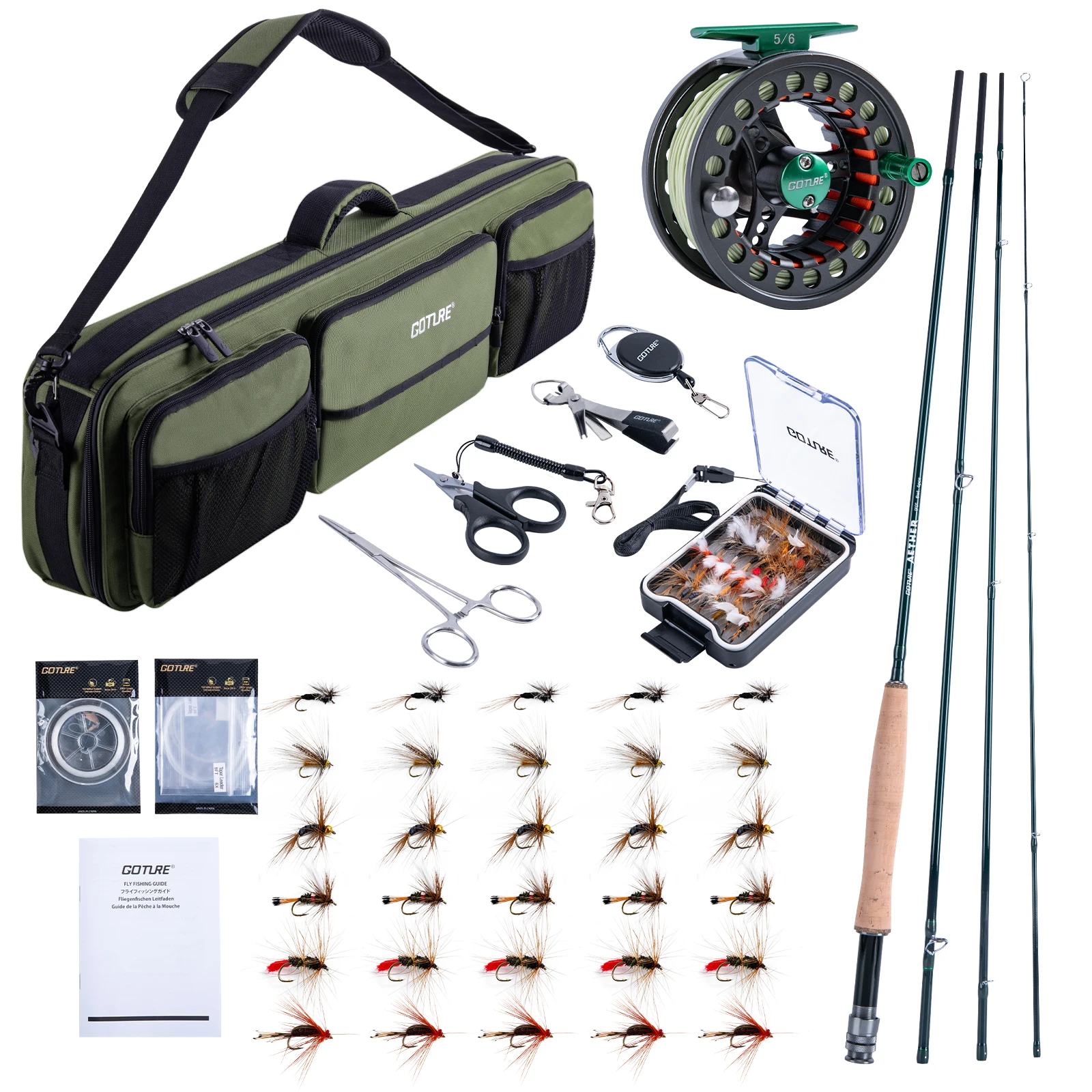 Juego de aparejos de caña de pescar con mosca GOTURE, 5 # 6 #   Caña de mango de madera de fibra de carbono ultraligera de 2,7 m, carrete, juego completo de pesca con mosca de lubina - imagen 2