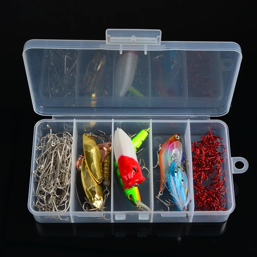 Caja de aparejos de pesca de plástico transparente, 5 compartimentos, caja de almacenamiento de Señuelos de Pesca, herramienta de pescado, 13x6cm - imagen 2