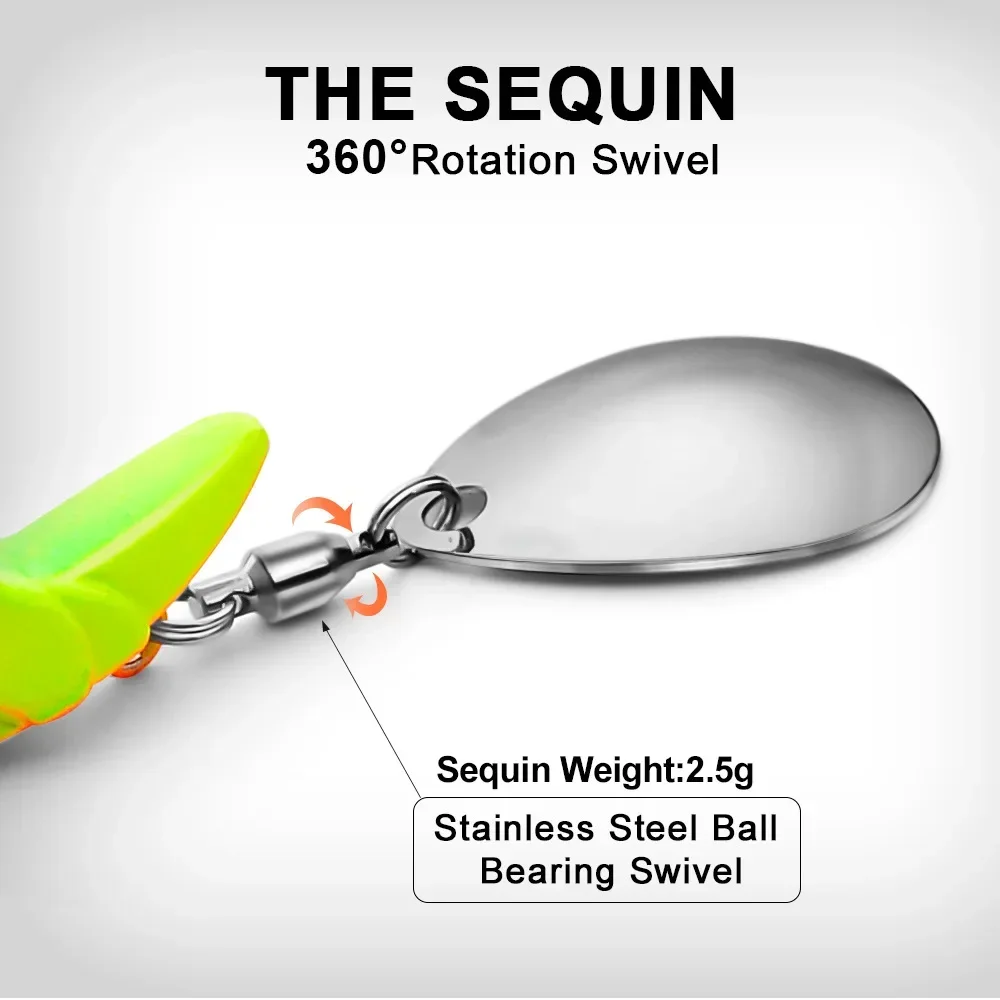 Experimente la mejor herramienta de pesca con la rotación de lentejuelas 360 ° giratorios