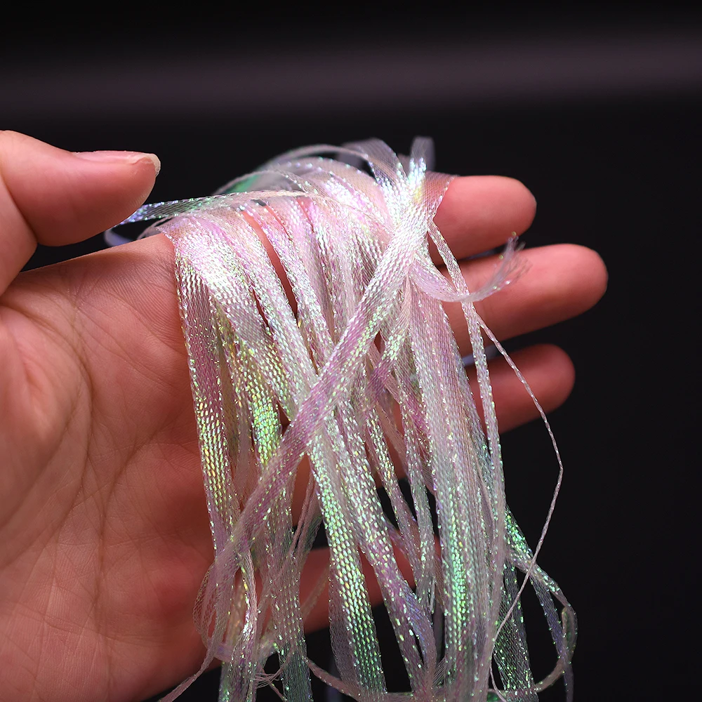 2M perla de hielo trenzada 3/5mm trenza de diamante plano encaje brillo espalda de camarones Material de atado de moscas trenzado nacarado - imagen 5
