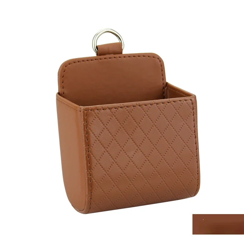 Bolsa de almacenamiento multifuncional para coche, práctica bolsa Universal para teléfono de coche, cubo de basura de escape de cuero PU, soporte para teléfono, caja de almacenamiento de artículos - imagen 5