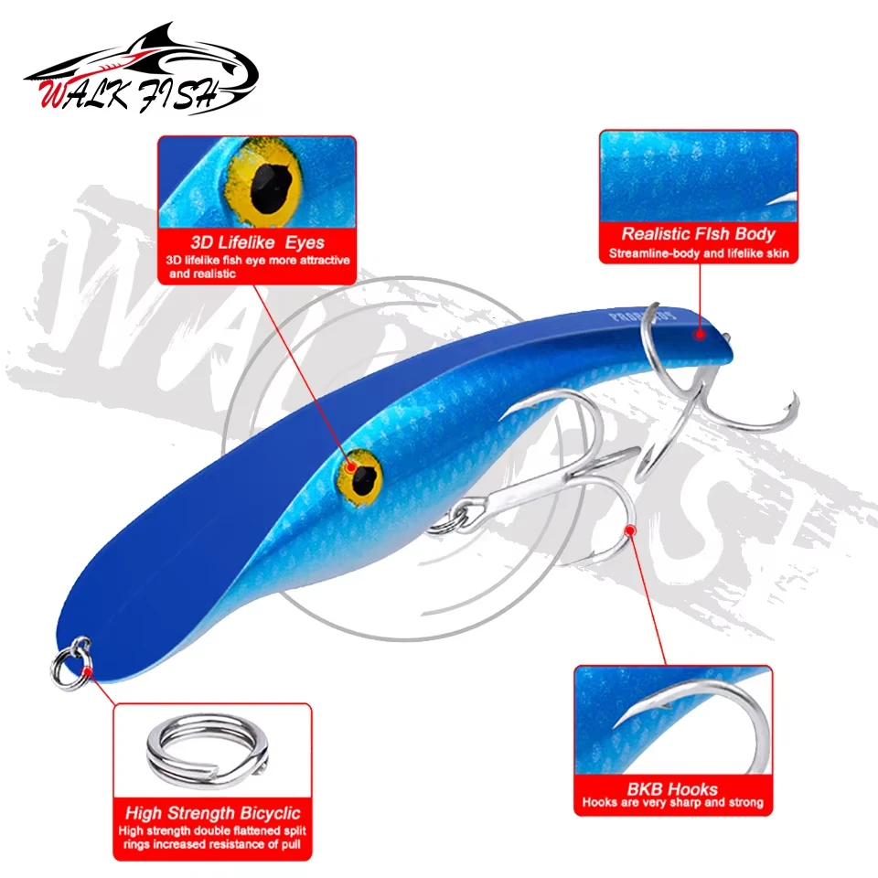 WALK FISH-señuelo tipo lápiz de 14,5 cm y 44g, Jerkbait de hundimiento lento, cebo para Lucio, Wobblers, aparejos de Pesca, señuelos artificiales duros, Pesca en el mar - imagen 3