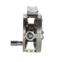 Carrete de mosca aluminio mano derecha - ligero y plateado