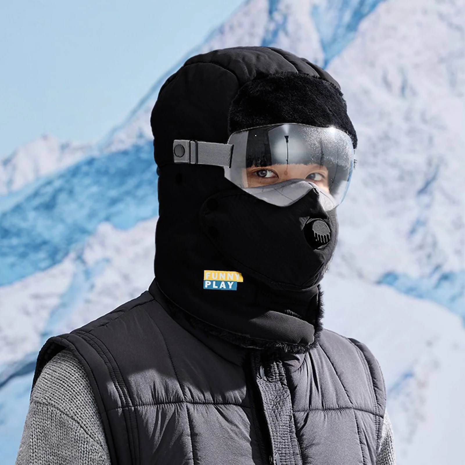 Gorro cálido de invierno con gafas para hombres y mujeres, gorros de felpa cálidos a prueba de viento para exteriores, gorros deportivos de terciopelo suaves y cómodos - imagen 4