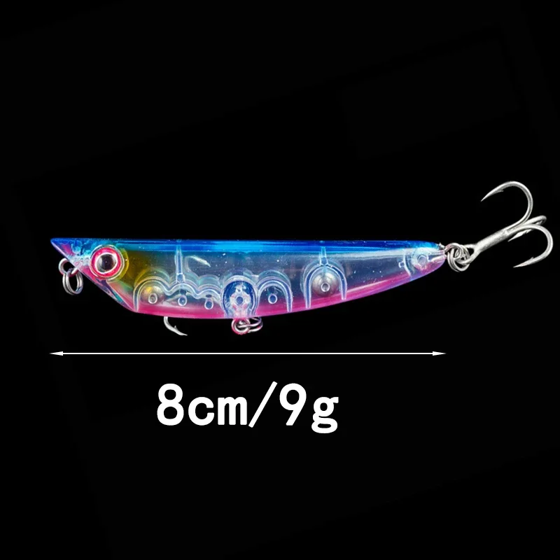 Señuelo de pesca cebo Swimbait Jerkbait lápiz 80mm 9g caminar perro señuelos flotantes cebo de lubina luer lápiz flotante superficie palo - imagen 2