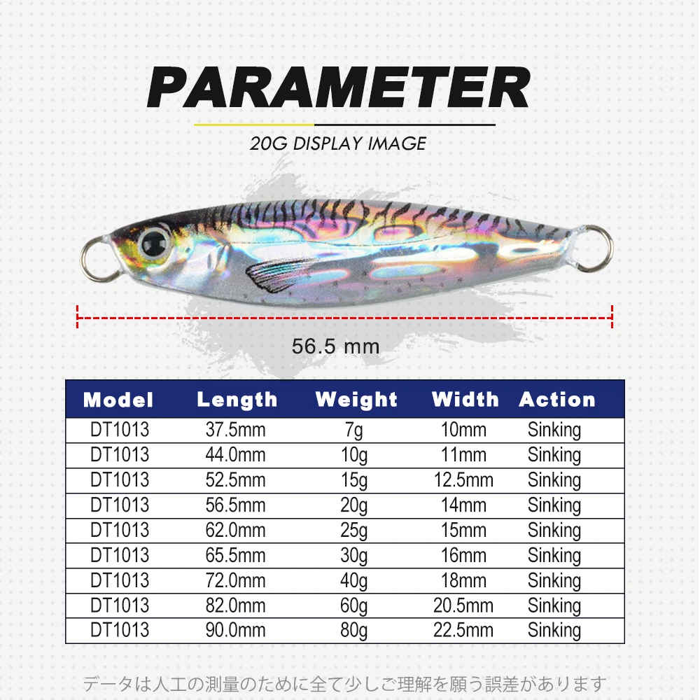 Señuelo de pesca con plantilla de Metal D1, 7g, 10g, 15g, 20g, 25g, 30g, 40g, 60g, 80g, cebo de impresión 3D que se hunde, Jigging lento, Lucio, aparejos de pesca de lubina - imagen 2