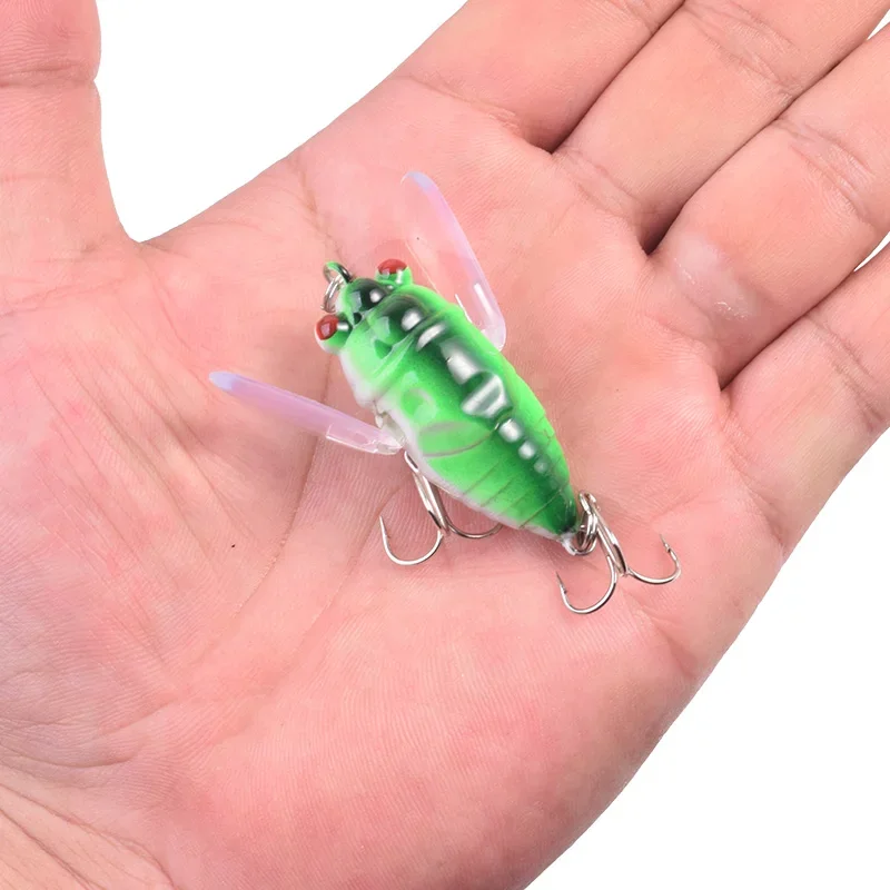Señuelos de pesca de cigarra Topwater, 48mm, 6g, insectos, alas suaves, Wobblers, Crankbaits, cebo de plástico Artificial, pececillo para Lucio, 1 ud. - imagen 5
