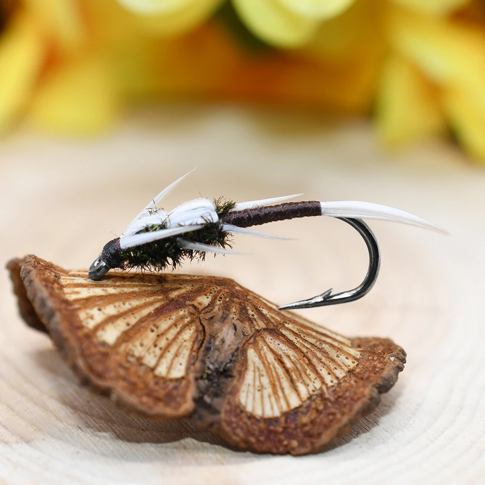 MNFT 10PCS # 6 zumbador ninfa trucha pluma blanca pesca seca mosca insecto cebo Artificial - imagen 5