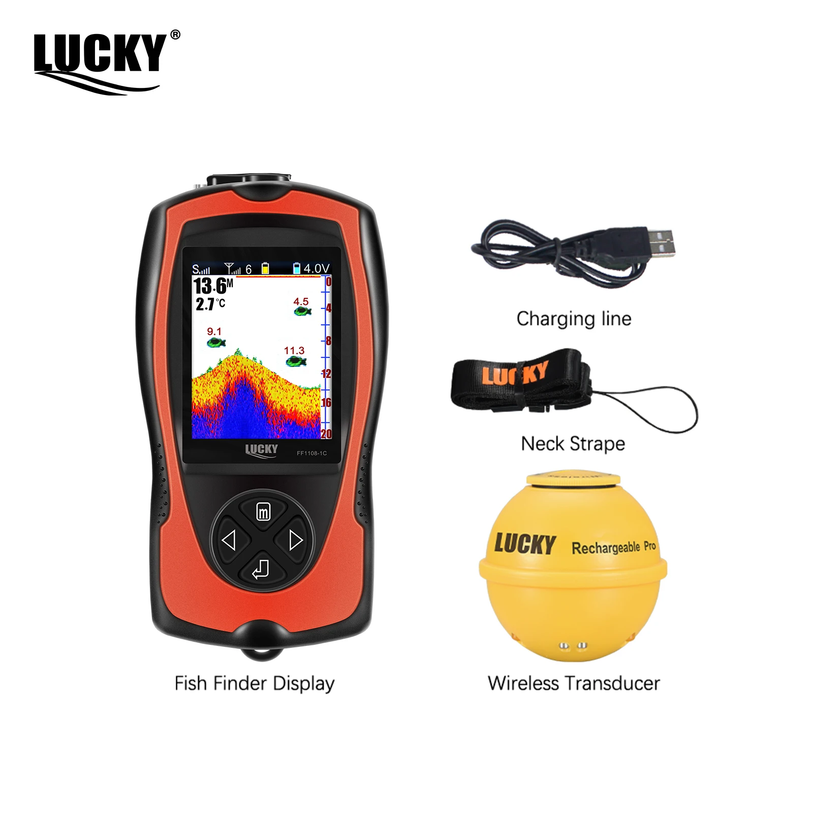 LUCKY FF1108-1CWLA Sonar inalámbrico recargable para pescar 45M de profundidad de agua buscador de peces portátil - imagen 5