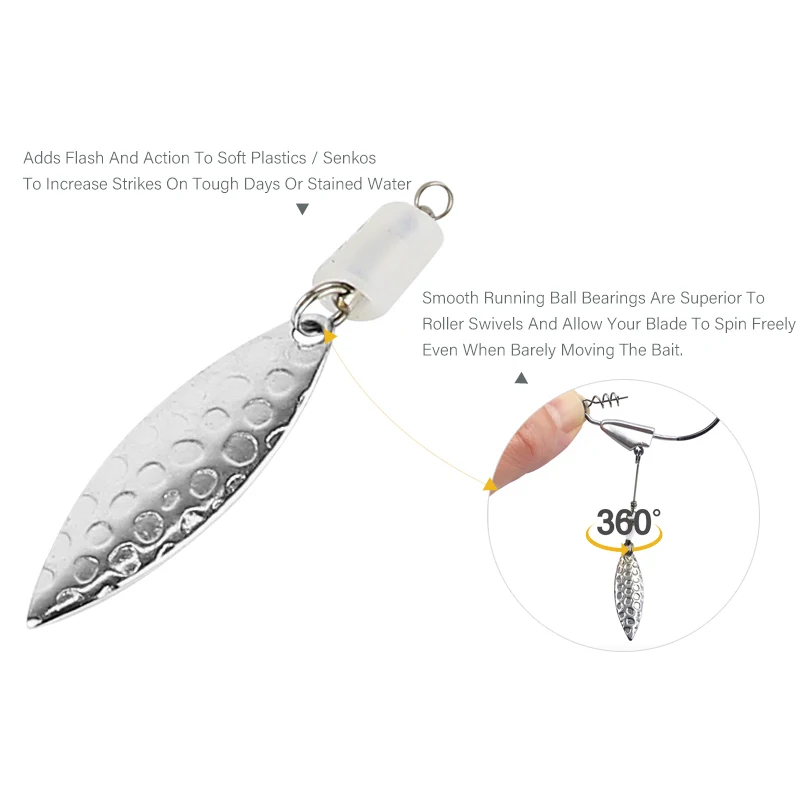 Mosodo-SEÑUELOS giratorios de pesca, 4 piezas, hojas de sauce, cucharilla de Metal, cola giratoria, Buzzbait, plantilla de lubina, aparejos de pesca - imagen 3
