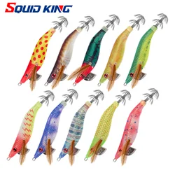 SQUID KING Cebo pequeño para calamar 2.2 #   Anzuelo de calamar, señuelos de camarones de madera, plantillas, cebo de sepia, simulación realista, cebo de pulpo de silicona