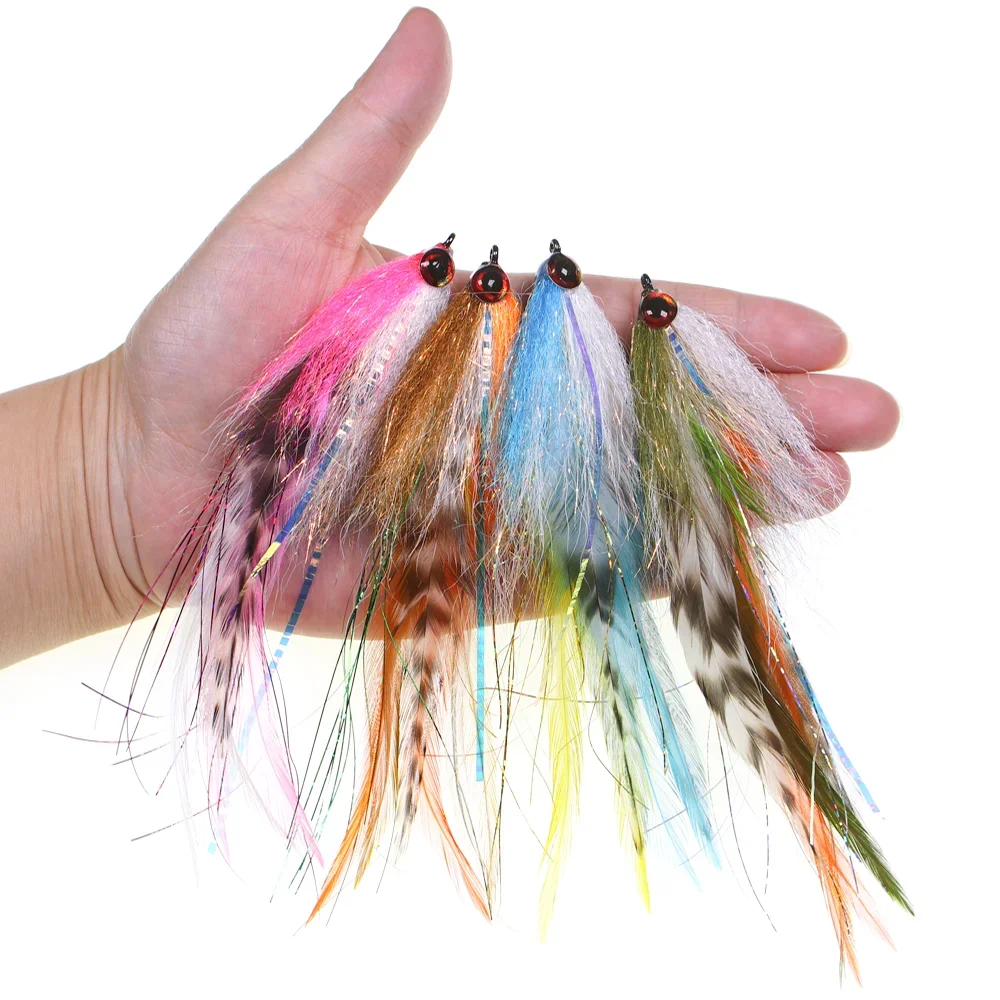 Wifreo Mosca Streamer Grizzly Hackle Ojo 3D Épico para Truca y Muskie - imagen 4