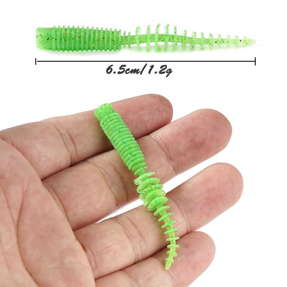 SUNMILE-cebo de pesca suave, gusano de 65mm/1,2g, cebos artificiales Wobblers Leurre Souple, señuelo de lubina, perca, trucha, 10 unidades por lote - imagen 4