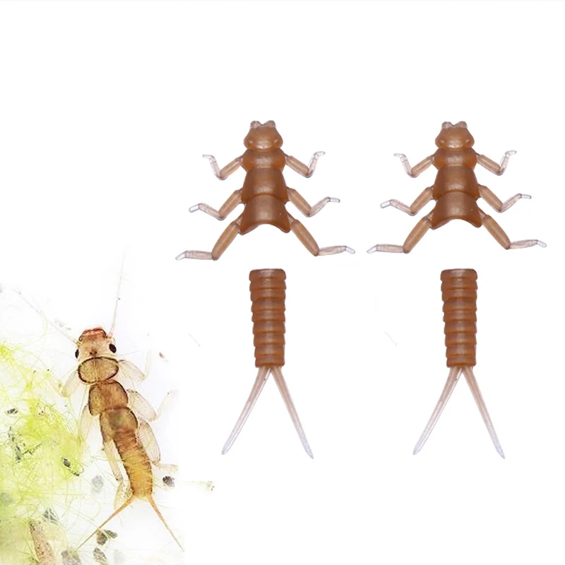 Nuevo 30 unids/set de cuerpo de goma de ninfa de piedra y anzuelos de ninfa combo de materiales sintéticos para atar moscas, pesca con mosca, moscas de ninfa artificiales - imagen 2