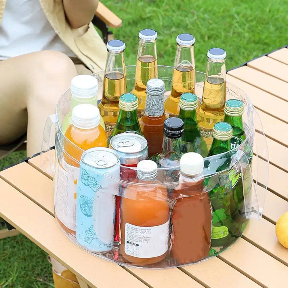 Cubo de agua plegable de 6,8/12L con mango portátil, bolsa de lavabo de PVC impermeable, cubo de almacenamiento de agua plegable para acampar y pescar - imagen 3