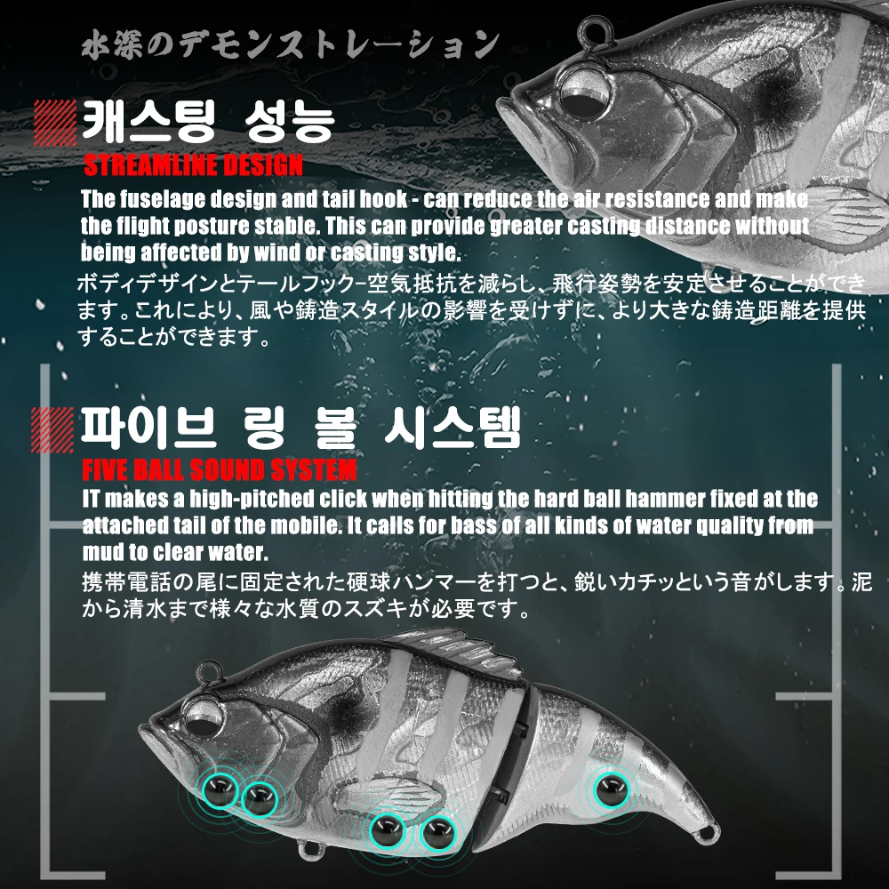 SAMOLLA Road Subbait-pez negro de dos piezas, 75mm, 12,5g, Cuenta de sonido, hundimiento lento, Boca de caballo, cebo falso Tongsha - imagen 5