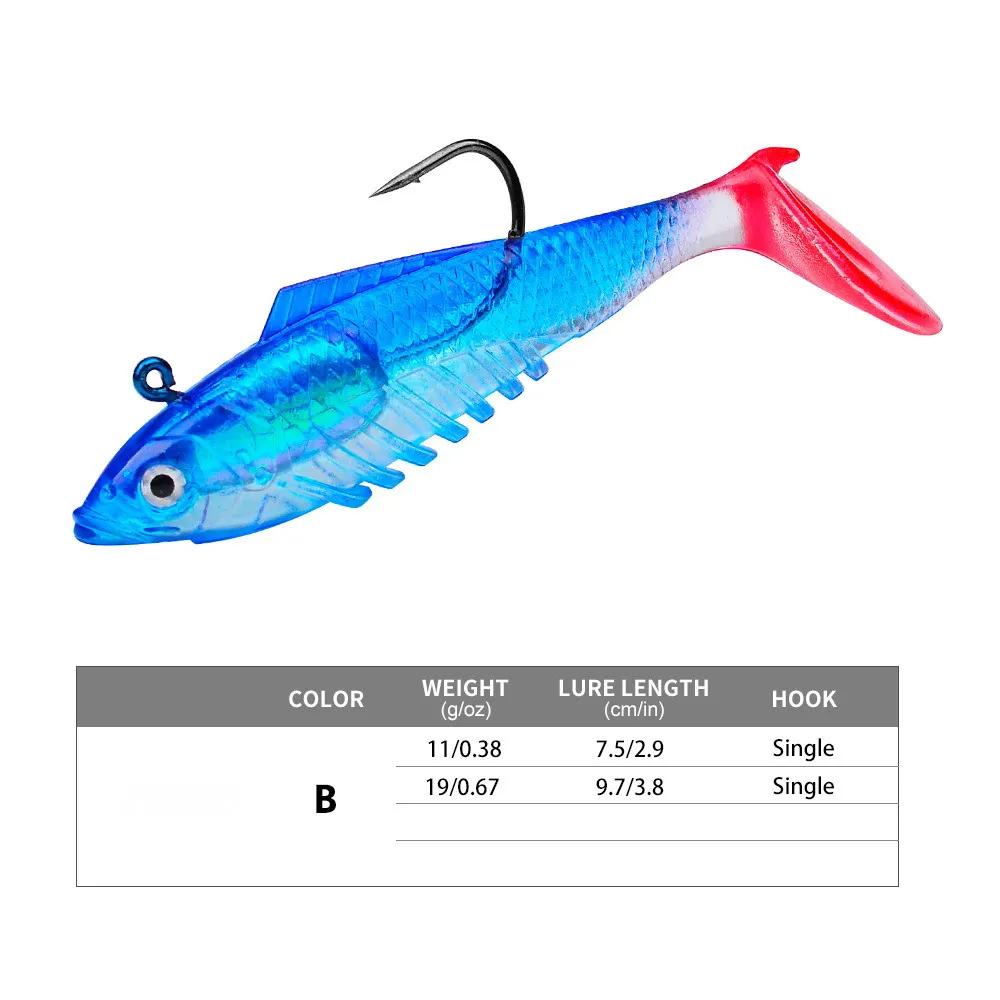 Señuelos de pesca biónicos, cebo suave, señuelo de pesca de plástico envueltos en plomo, Swimbaits, plantilla de plomo, aparejos de pesca, 5 uds. - imagen 3