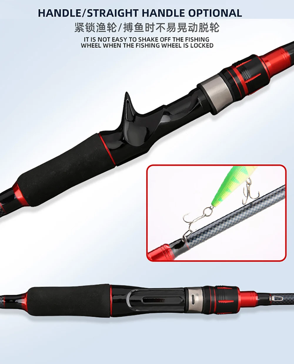 Caña de pescar con señuelo de 1,65/1,8 m ML, cañas giratorias de 5-25g, puntas sólidas, guía grande, Baitcasting, viaje, 2 secciones, señuelo ultraligero, caña para trucha - imagen 4