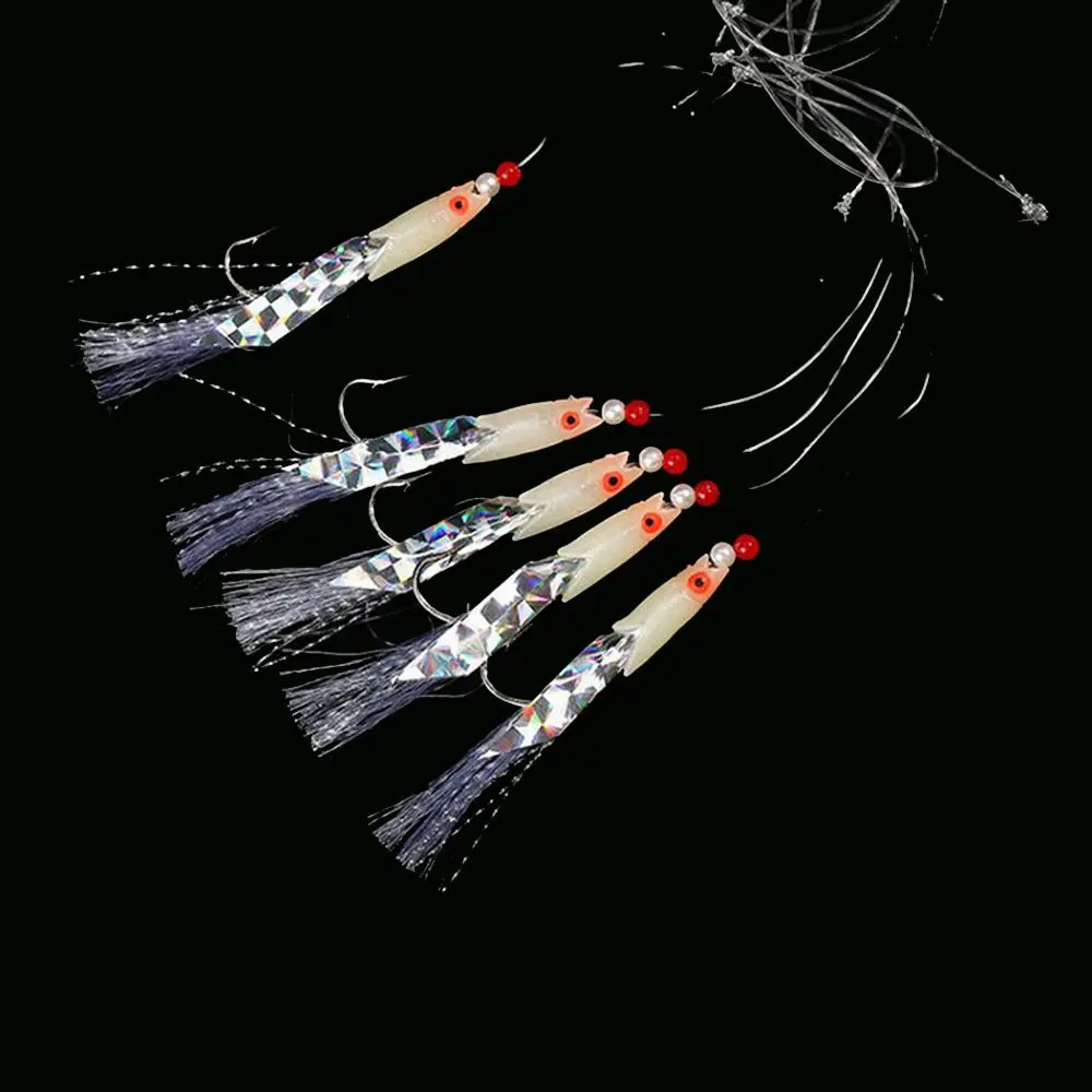 Anzuelos triples luminosos acero al carbono – Aparejos de pesca afilados - imagen 4