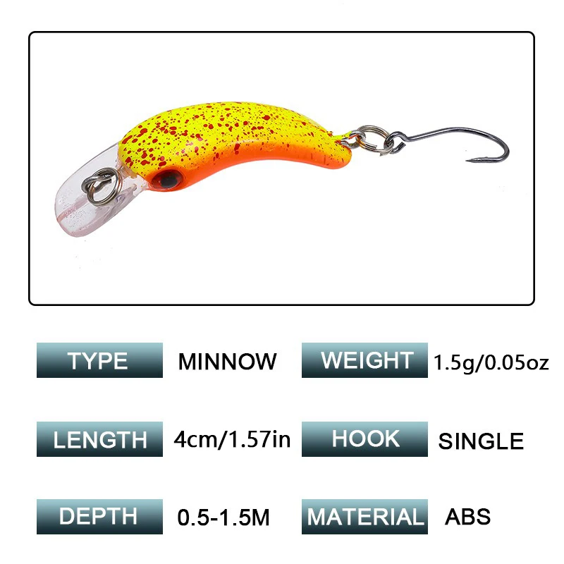 Señuelo de pesca de pececillo flotante, 4cm, 1,2g, Mini cebo duro Artificial, anzuelo afilado, Crankbait Wobbler, trucha, Lucio, pesca de lubina, 1 ud. - imagen 3