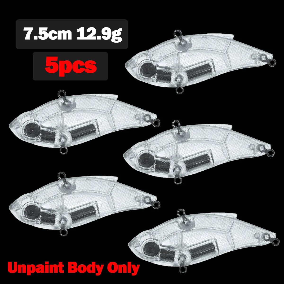 7,5 cm 12,9g señuelo sin pintar 5 uds Wobblers Crankbaits señuelo duro Lucio cebo Artificial aparejos de pesca lubina señuelo de pesca de trucha - imagen 5