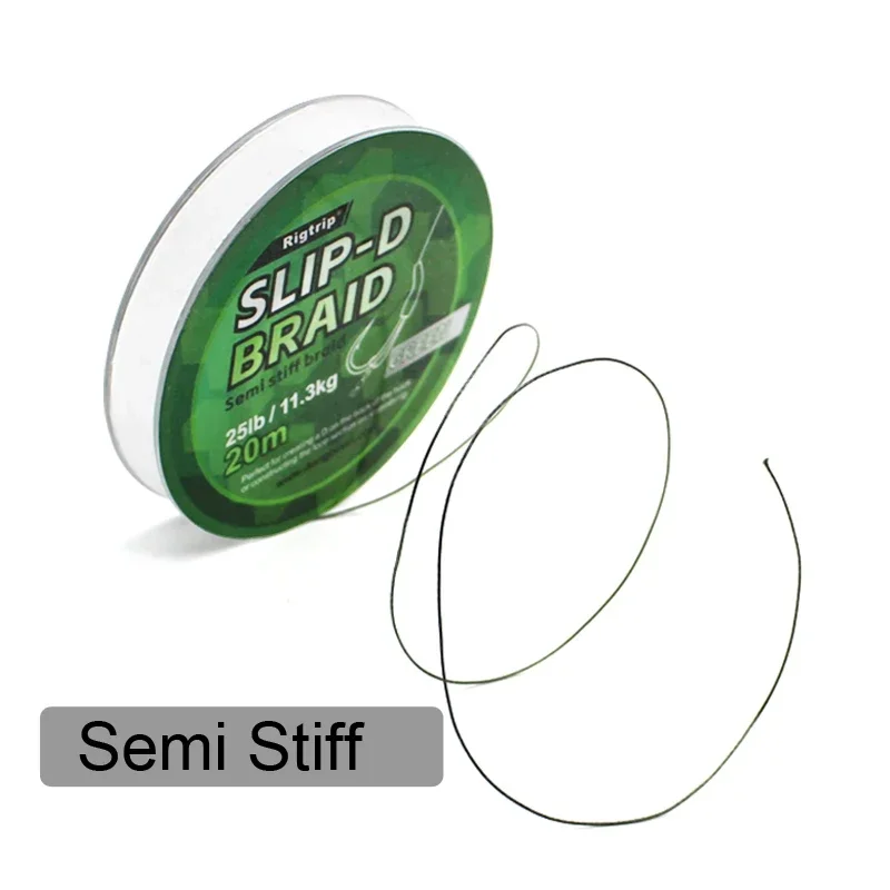 Línea trenzada semi rígida para pesca de carpa, 20m, Slip-D, verde, 25LB, 35LB, 50LB, línea de pesca trenzada para accesorios de aparejo de pelo de carpa Chod - imagen 5