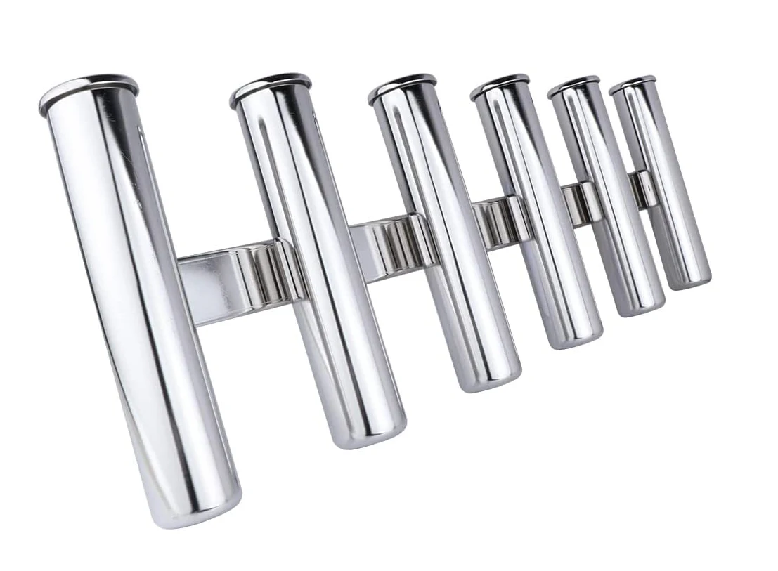 Accesorios para barcos, recién llegado, soporte para caña de pescar de 6 eslabones, estante para cápsulas de 6 tubos de acero inoxidable para yate marino - imagen 3