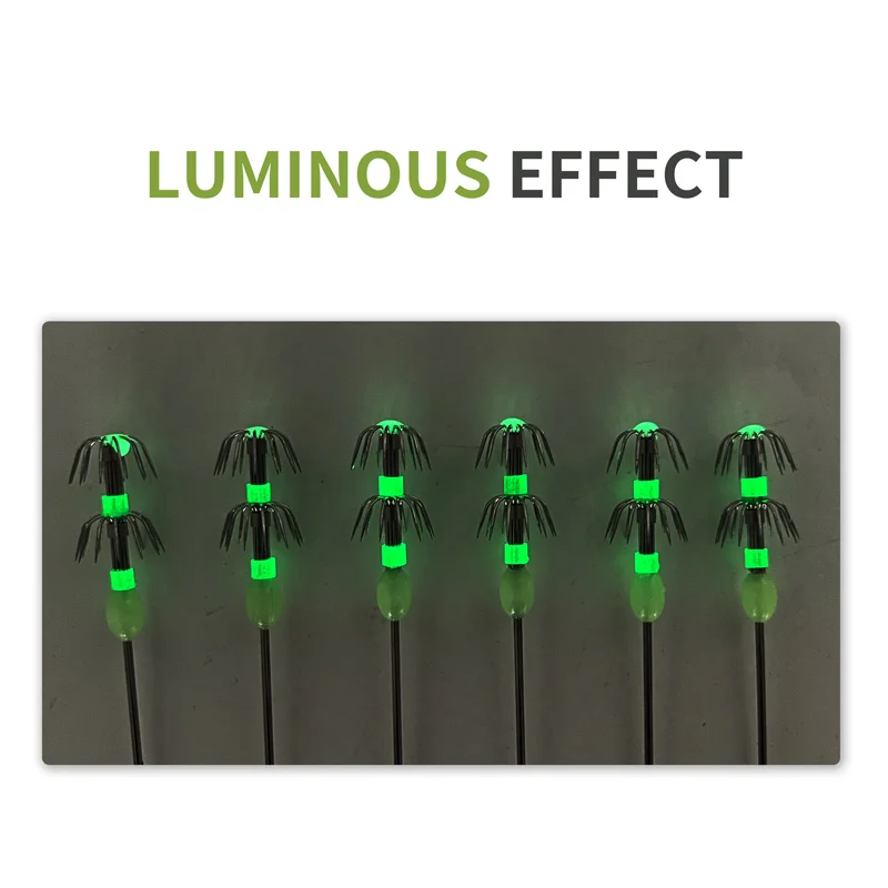 ZYZ anzuelo de calamar 10 unids/caja pesca en el mar pez luminoso doble capa 3 tamaños paraguas pulpos anzuelos sepia anzuelos nocturnos - imagen 3