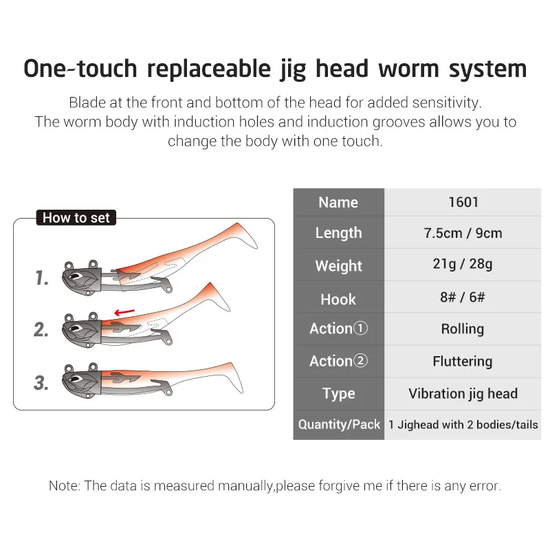 Noeby-Cabeza de plantilla de vibración, señuelo suave, juego de sábalo, cuerpo de señuelo de fundición larga, cola en T, anzuelo de cabeza, lubina, cebo plano, 7,5 cm, 21g, 9cm, 28g - imagen 2